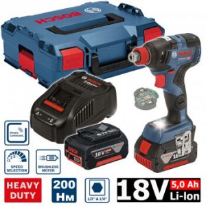 Аккумуляторный ударный гайковерт BOSCH GDX 18V-200 C в кор. + комплект аккумуляторов и З/У