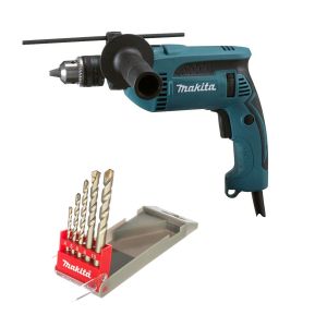 Дрель ударная MAKITA HP 1640 K + набор сверел 5 шт (D-05175)