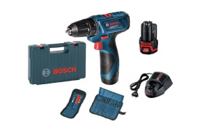 Аккумуляторная дрель-шуруповерт Bosch GSR 120-LI (2x1,5 А/ч) + набор бит + набор сверл
