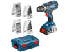 Аккумуляторная дрель-шуруповерт BOSCH GSR 18-2-LI Plus L-BOXX + 4 набора сверл и бит