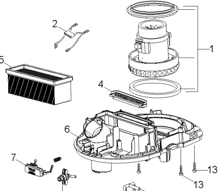 Вакуум-мотор для моющих пылесосов Karcher SE 5.100, SE 6.100.