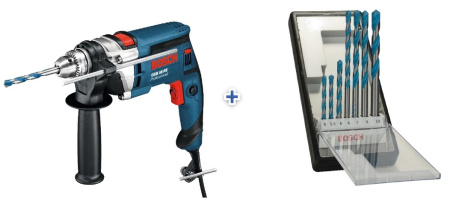 Ударная дрель Bosch GSB 16 RE + набор свёрл
